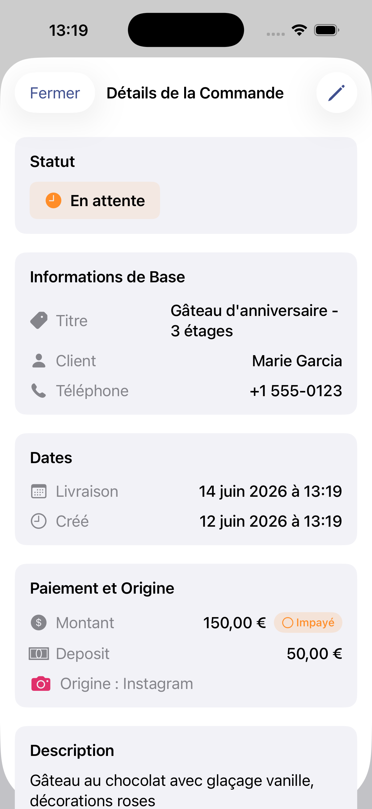 Custom Order Tracker · Capture d’écran iPhone 2