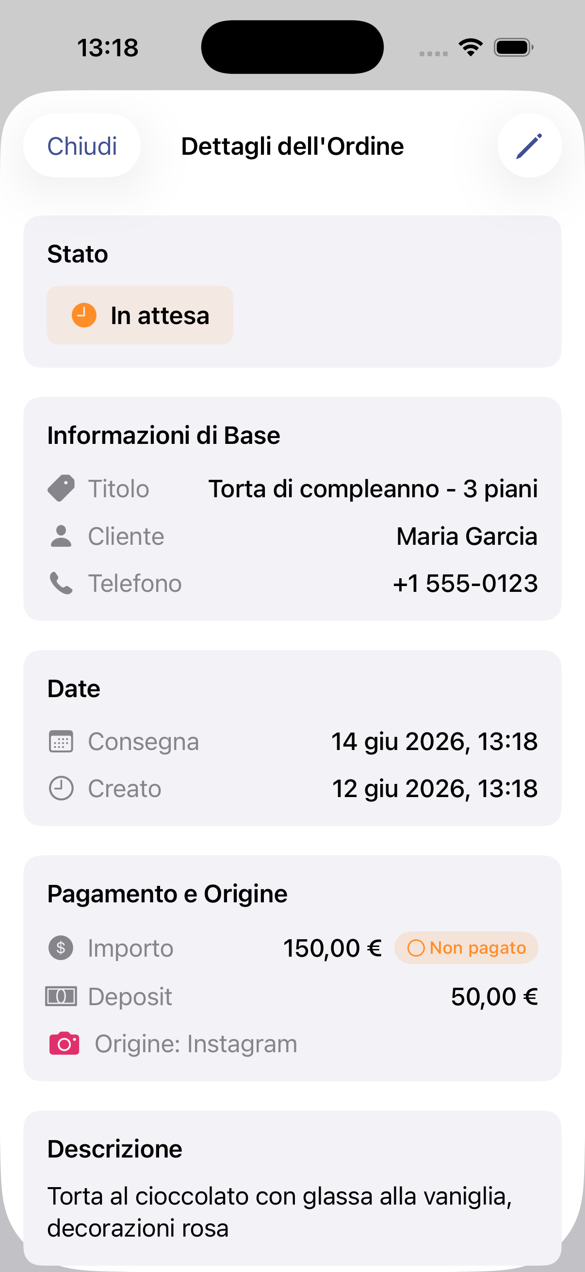 Custom Order Tracker · Schermata iPhone 2