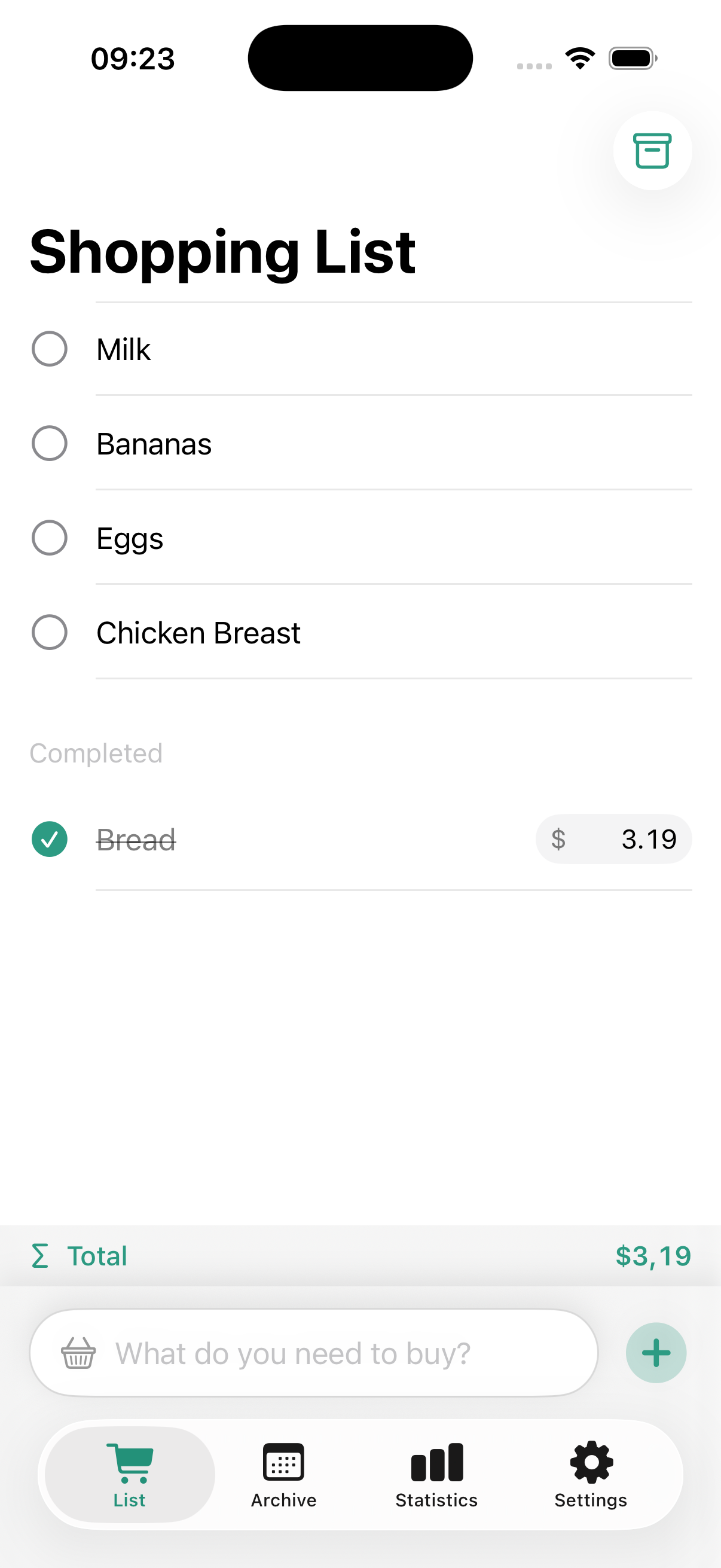 Smart & Simple Shopping List iPhone screenshot 1